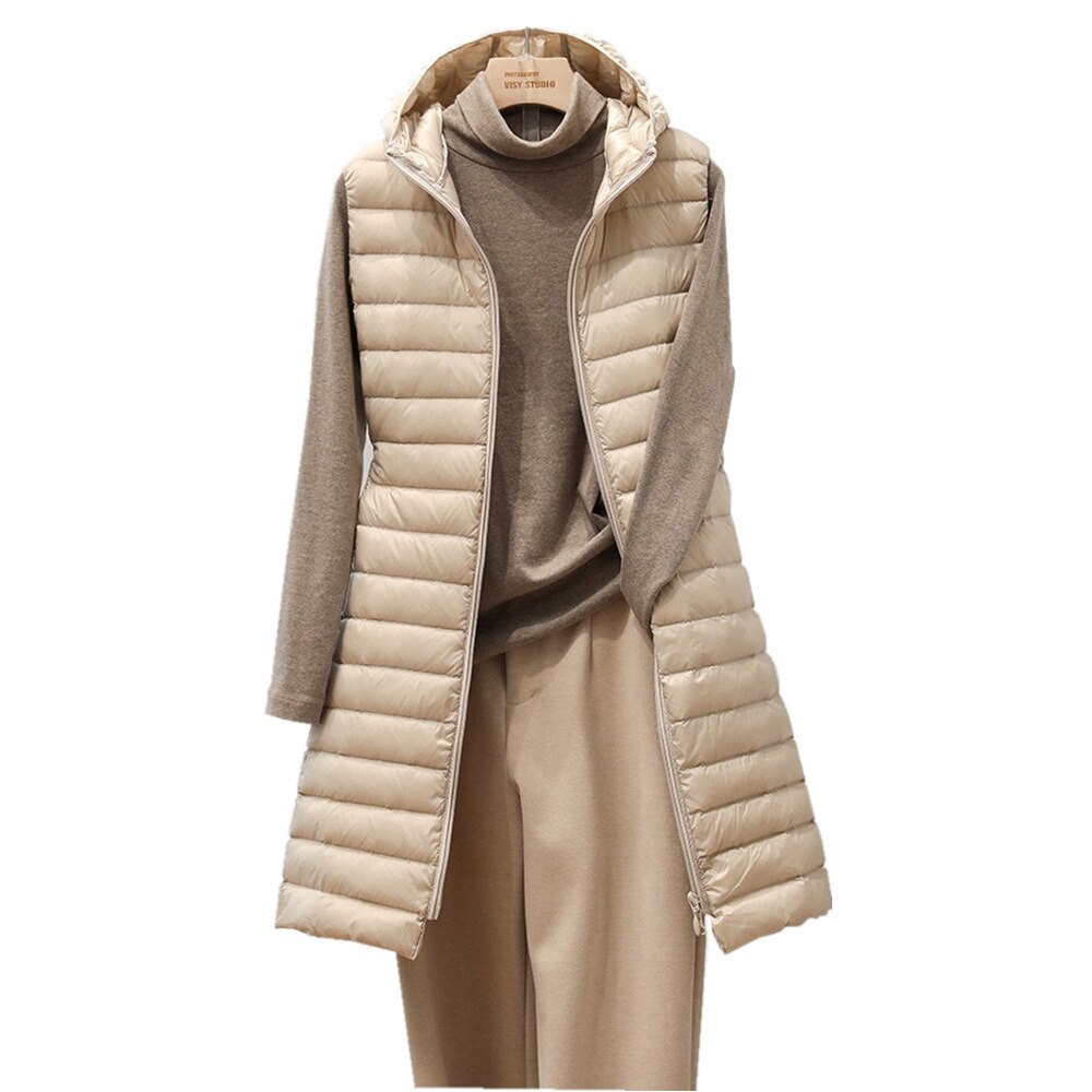 Beaumont Bodywarmer | Chic long gilet with hood for women