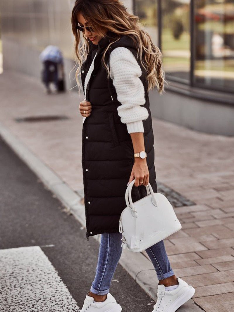 Juliette Bodywarmer | Stylish quilted knee-length vest for women
