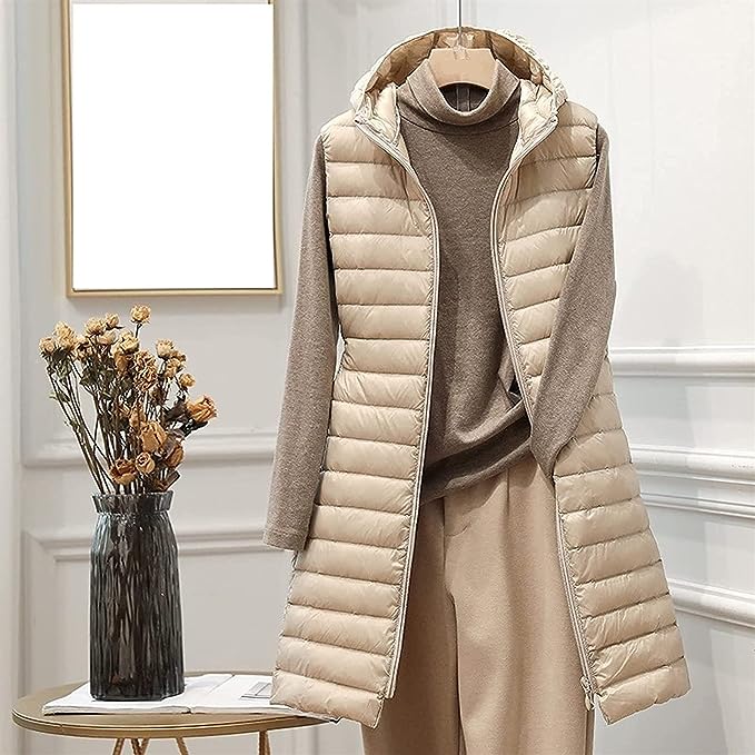 Beaumont Bodywarmer | Chic long gilet with hood for women